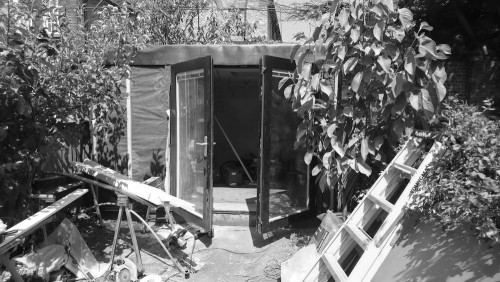 Construction of a small garden office in London