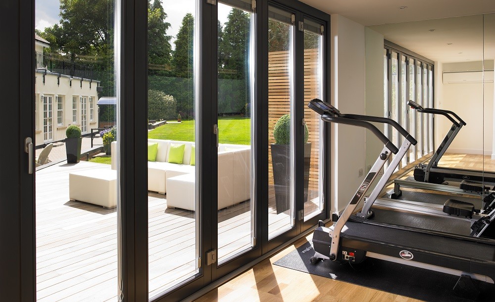 Garden gym with folding doors